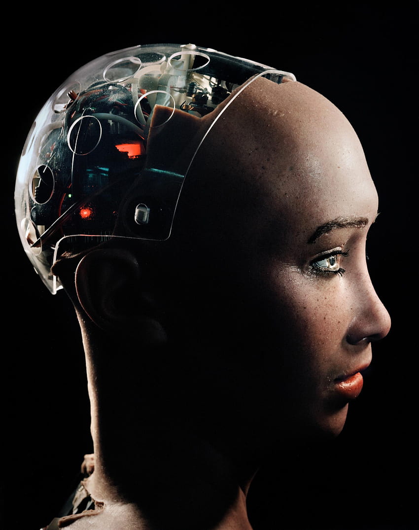 Treffen Sie Sophia, den Roboter, der fast menschlich aussieht, einen humanoiden Roboter HD-Handy-Hintergrundbild