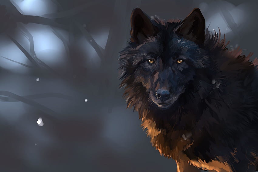 Black wolf illustration HD wallpaper  Wallpaper Flare