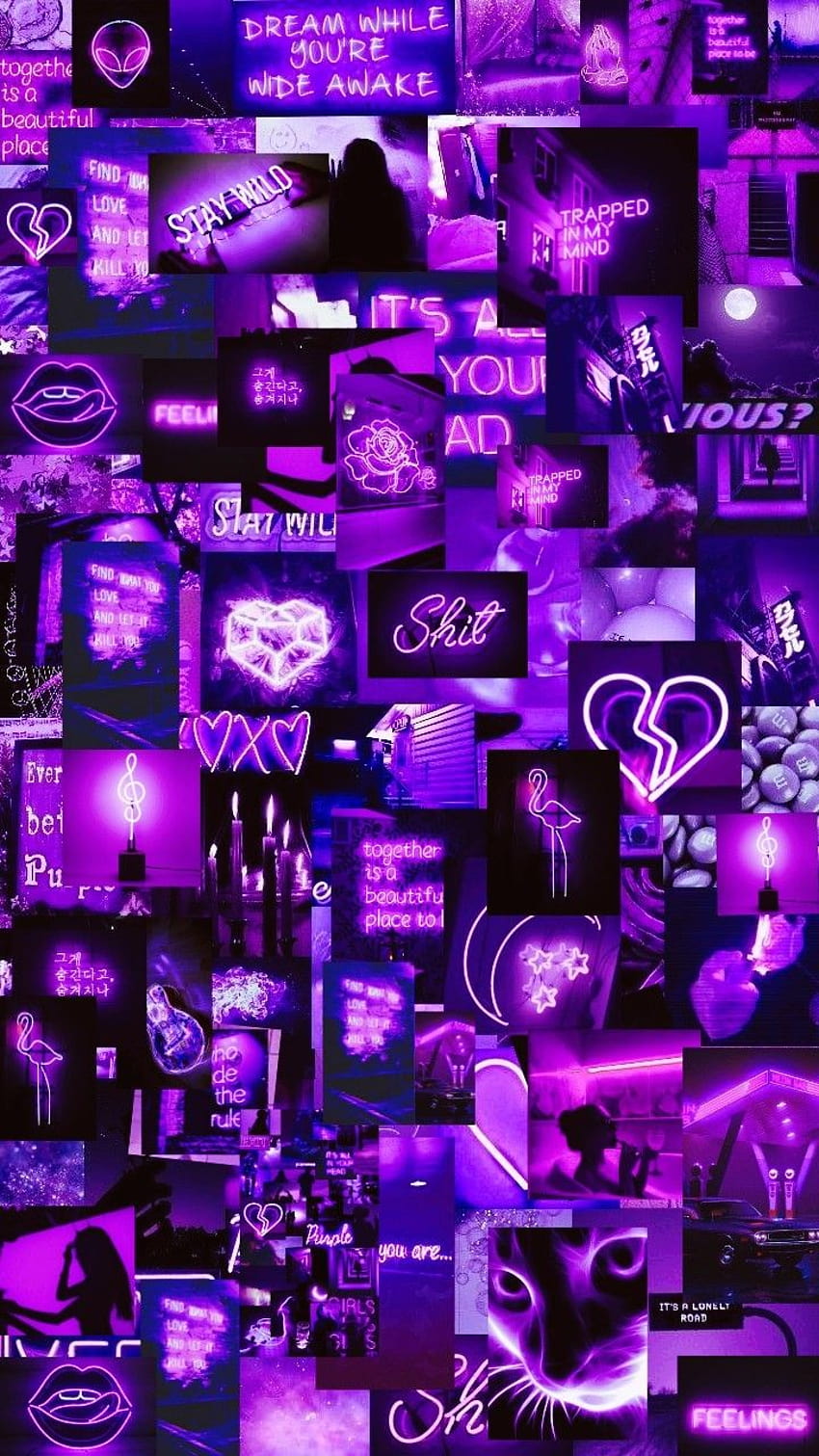 Loockscream Cores, estética violeta neón de iphone fondo de pantalla del teléfono