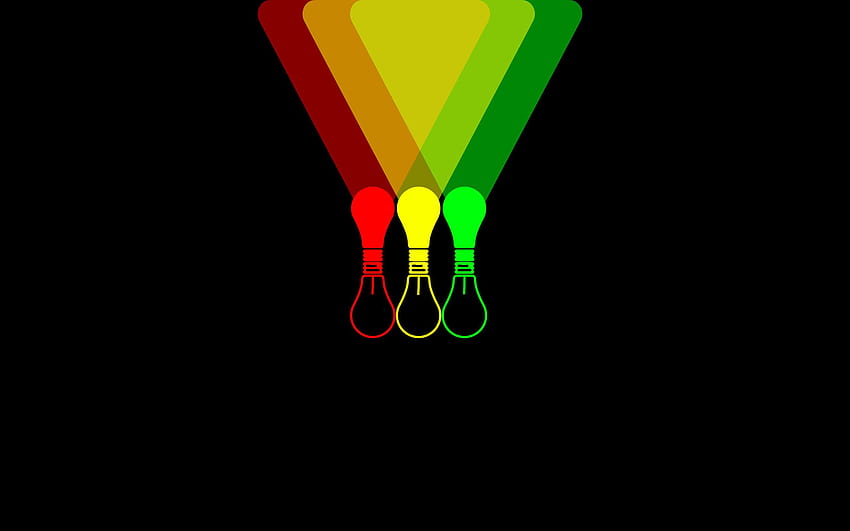 Glühbirne, Farbe, Licht, Hintergrund, Schwarz, Minimalismus, Rot, Grün, Glühbirne, Gelb, Glanz, Abschnitt Minimalismus in der Auflösung 2560x1600, Rotgrün HD-Hintergrundbild