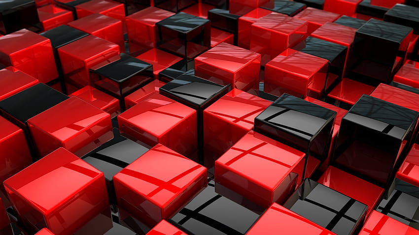 Cubes, red and black, pattern, surface , 3840x2160, U 16:9 HD wallpaper