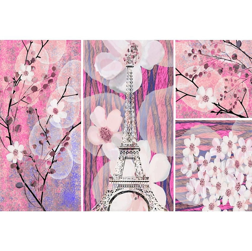 Laeacco Oil Painting Flowers Eiffel Tower Pattern graphy Backdrop graphic Backgrounds call Studio HD wallpaper