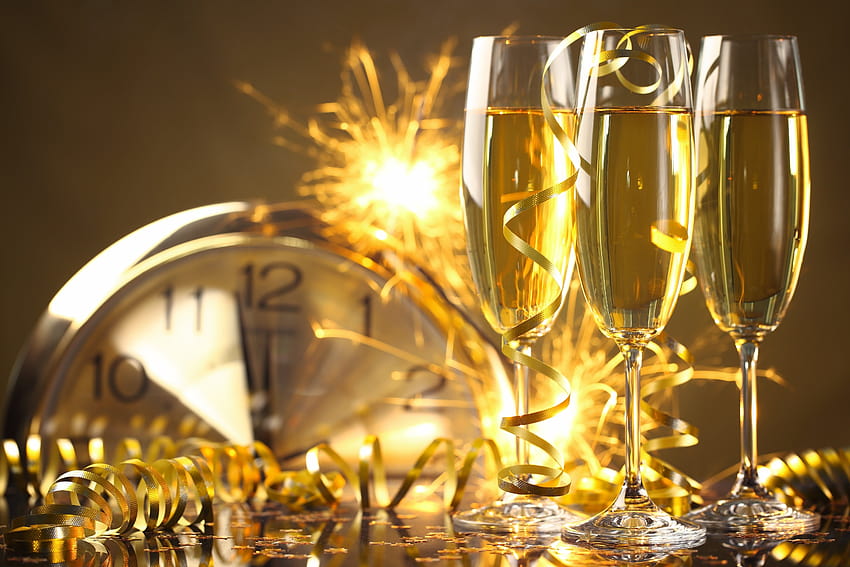 Happy New Year champagne golden celebration holiday New Year, new year ...