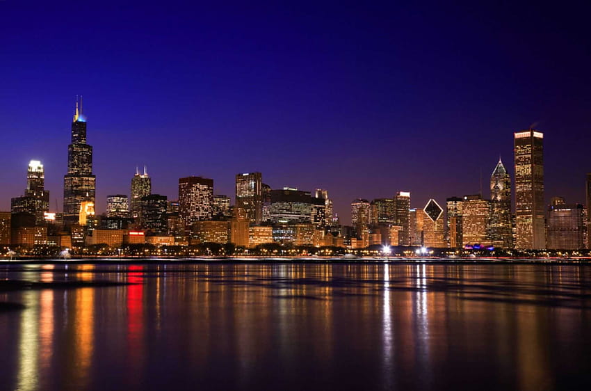 Chicago Skyline, chicago night cityscape HD wallpaper | Pxfuel