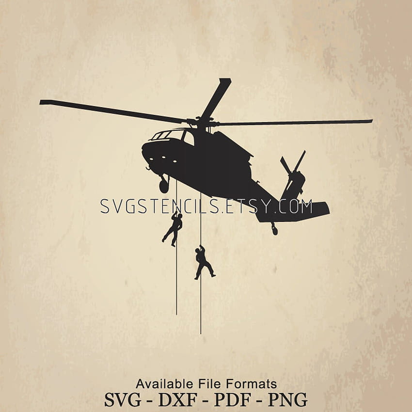 SVG Żołnierz Rappel z sylwetki szablonu helikoptera Tapeta na telefon HD