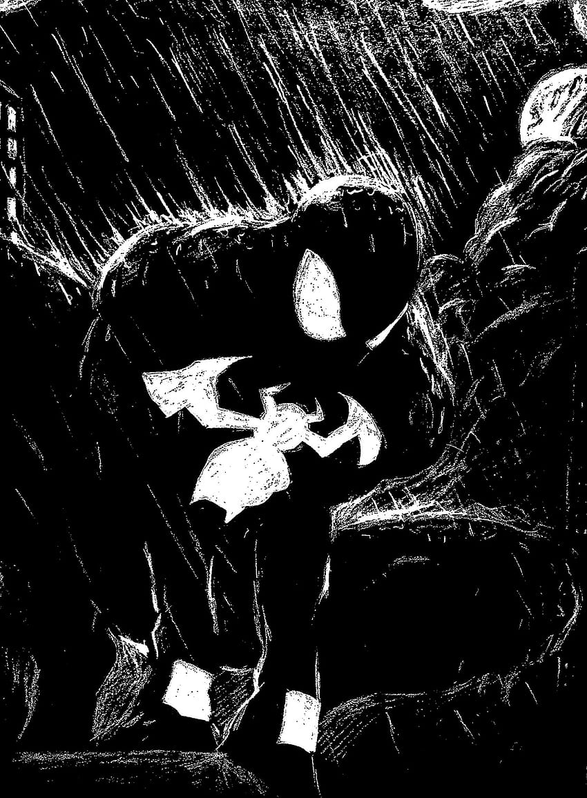 Black Suit Spiderman By /u/gavdoesstuff [1536x2088, 스파이더맨 흑백 HD 전화 배경 화면