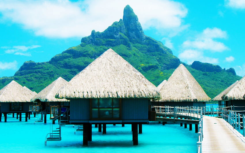 Bora Bora Resort Ultra Backgrounds para U TV: ancha, ultraancha y computadora portátil: tableta: teléfono inteligente fondo de pantalla