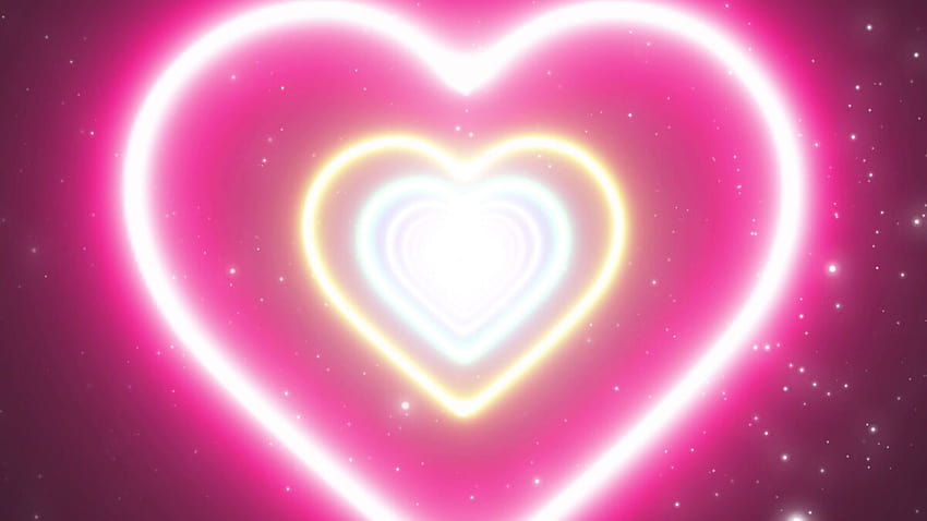 Terowongan Lampu Neon Cinta Hati Dan Partikel Cahaya Abstrak Romantis Teratas Bergerak Latar Belakang, terowongan jantung Wallpaper HD
