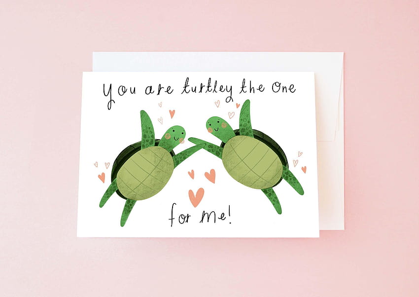 Lustige Schildkröte Valentinstagskarte, niedliche Schildkröte Wortspiel Liebeskarte, Valentinstag Schildkröten HD-Hintergrundbild