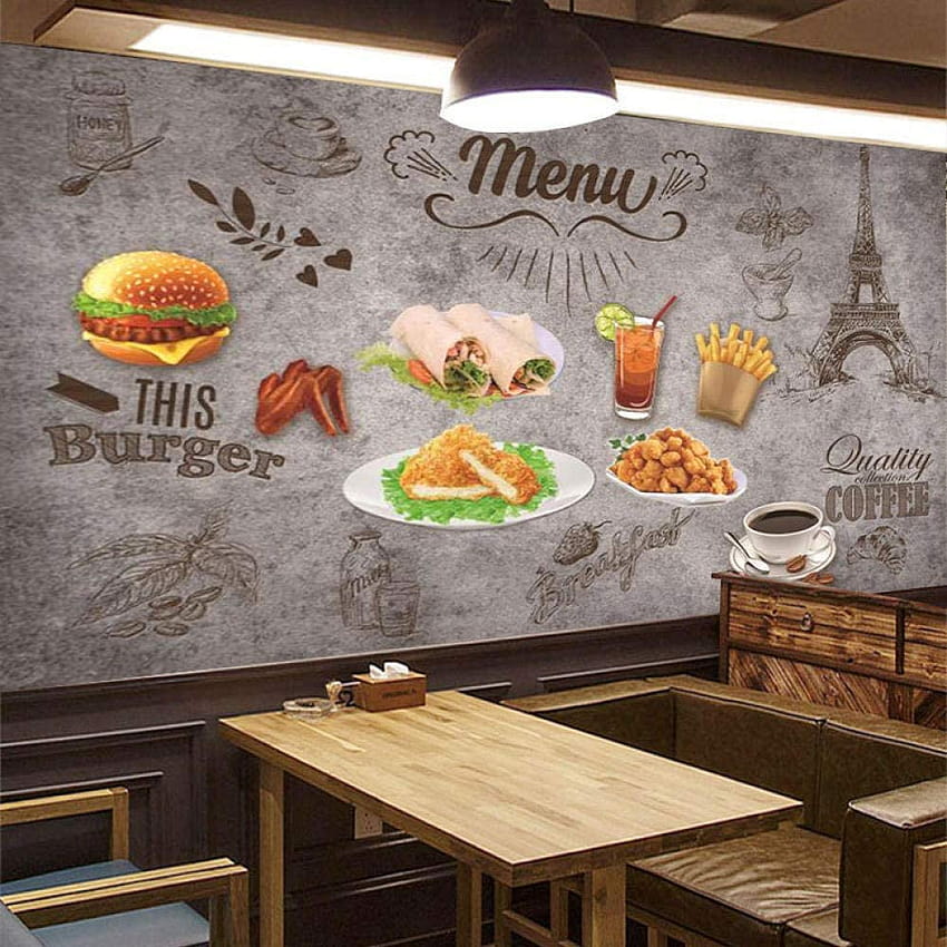 Burger Fried Chicken Snacks Backgrounds Wall Fries Milk Tea Cola Restaurant Storefront Wall Covering Mural, 150cmx105cm HD phone wallpaper