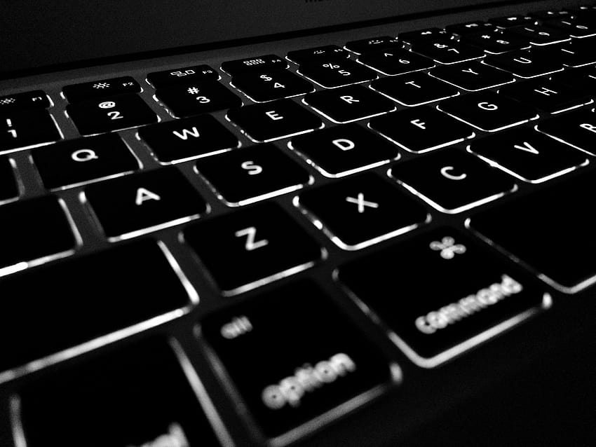 Black LED laptop keyboard, computer keyboard HD wallpaper
