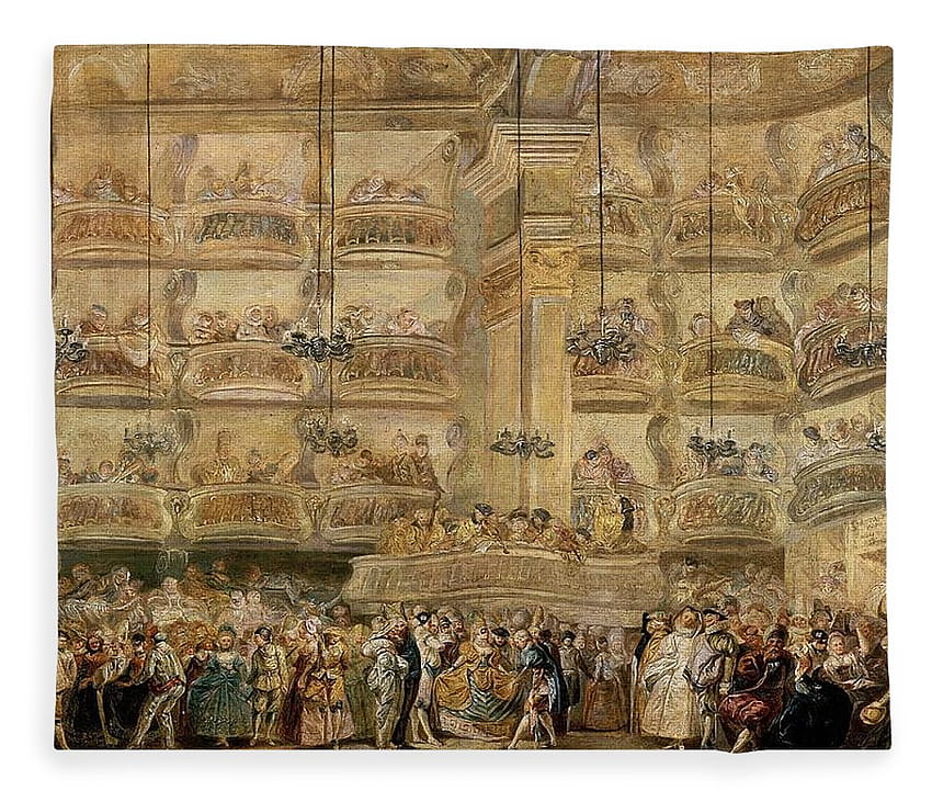 Masked Ball', ca. 1767, Spanish Baroque, Oil on panel, 40 x 51 cm, P02875. Fleece Blanket for Sale by Luis Paret y Alcazar HD wallpaper