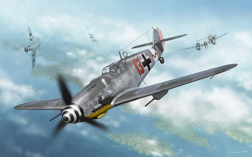 Messerschmitt, Messerschmitt Bf 109, Luftwaffe, Artwork, bf 109 g 6 HD тапет