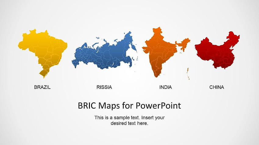 Modèle de cartes BRIC pour PowerPoint, arrière-plan de mise en page de la carte de l'Inde Fond d'écran HD