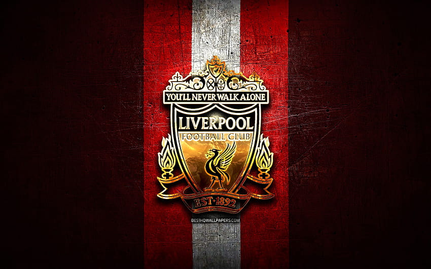 Liverpool FC, logo dorato, LFC, Premier League, Liverpool Premier League Sfondo HD