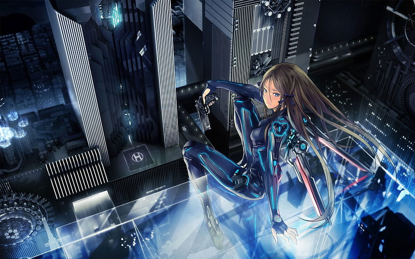Scifi city girl, cyberpunk sci fi anime HD wallpaper