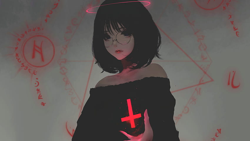 : Aoi Ogata, Anime-Mädchen, rot, eine Person, Vorderansicht, drinnen • For You For & Mobile, roter PC-Anime HD-Hintergrundbild