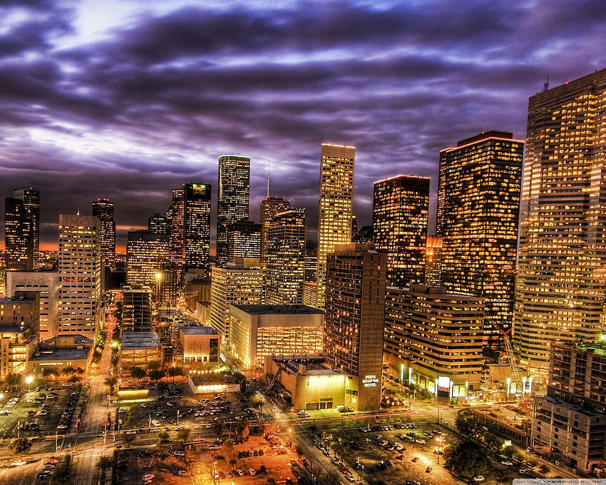 Houston Skyline At Night HD wallpaper