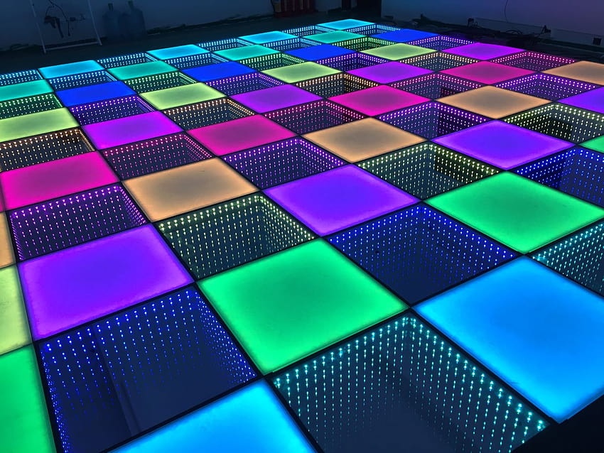 12x12ft 49 Paneli 3D Infinity & Solid Wireless LED Disco Dance Floor – Top Lighting USA Tapeta HD