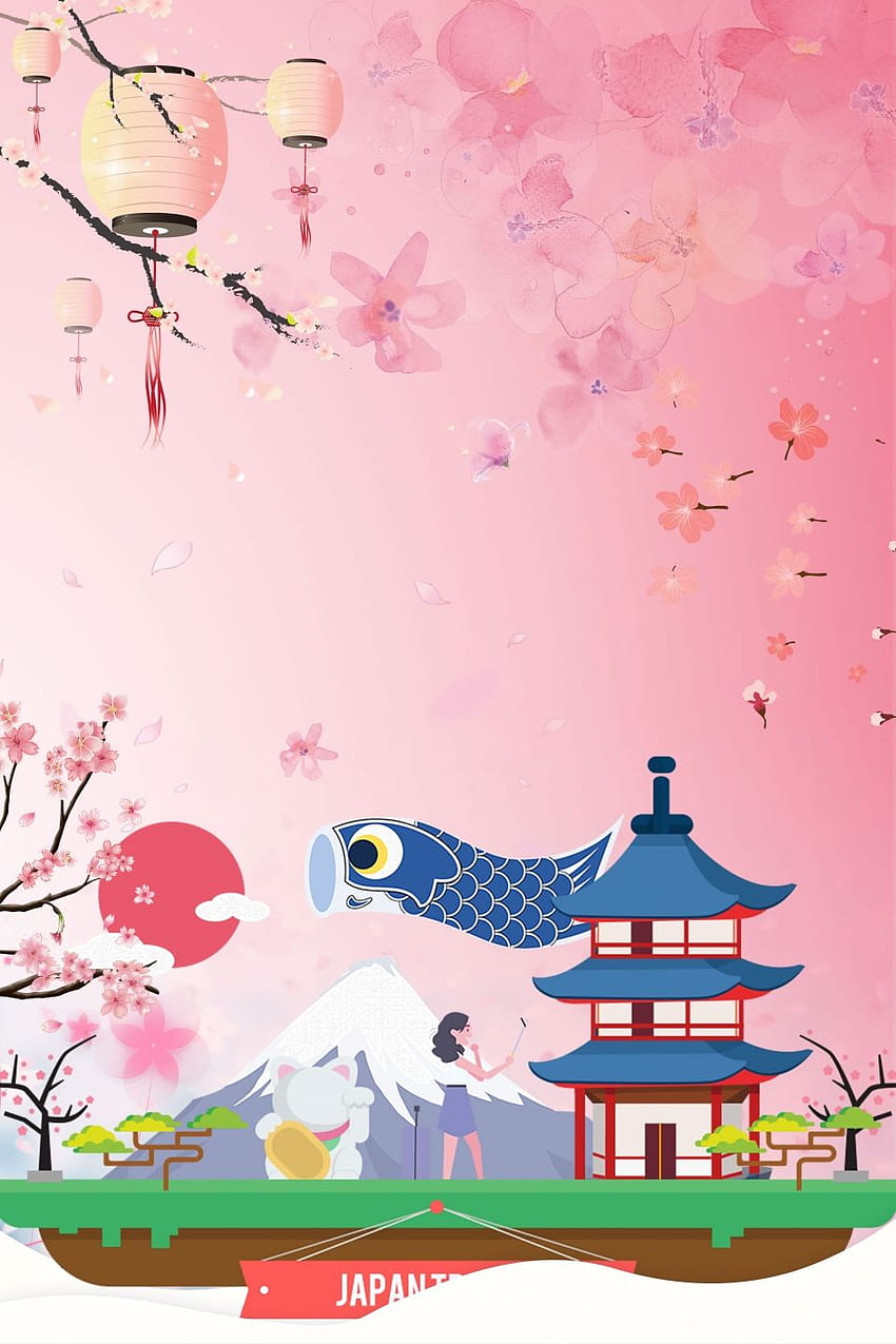 Creative Minimalist Japanese Travel Synthetic Background, Travel, minimalist japan phone HD phone wallpaper