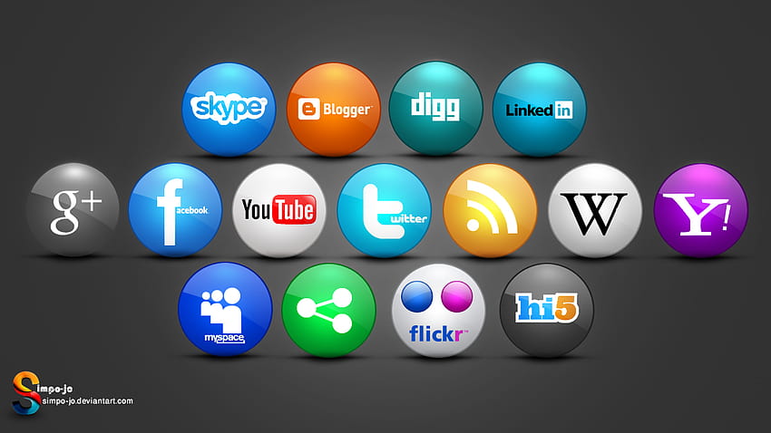 Ícones de mídia social por Almoutasemz, logotipos de mídia social papel de parede HD