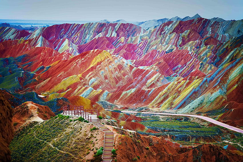 Rainbow Mountains Zhangye Danxia Landform, China HD wallpaper