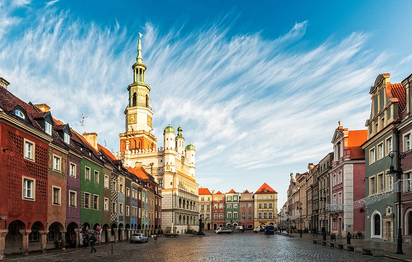 the sky, building, home, area, Poland, Poland, Poznan, Old town, Poznań Town Hall, Old Market Square, The Old market square, The Poznan town hall, Poznan , section город HD wallpaper