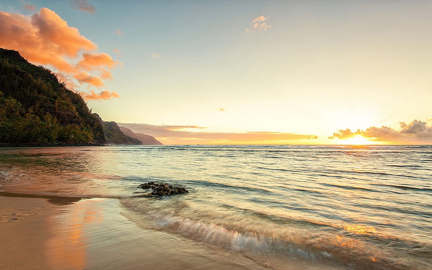  Agua nubes paisajes de la naturaleza ondas sol Costa de Hawaii EE.UU. playas de mar Fondo de pantalla, eeuu HD wallpaper