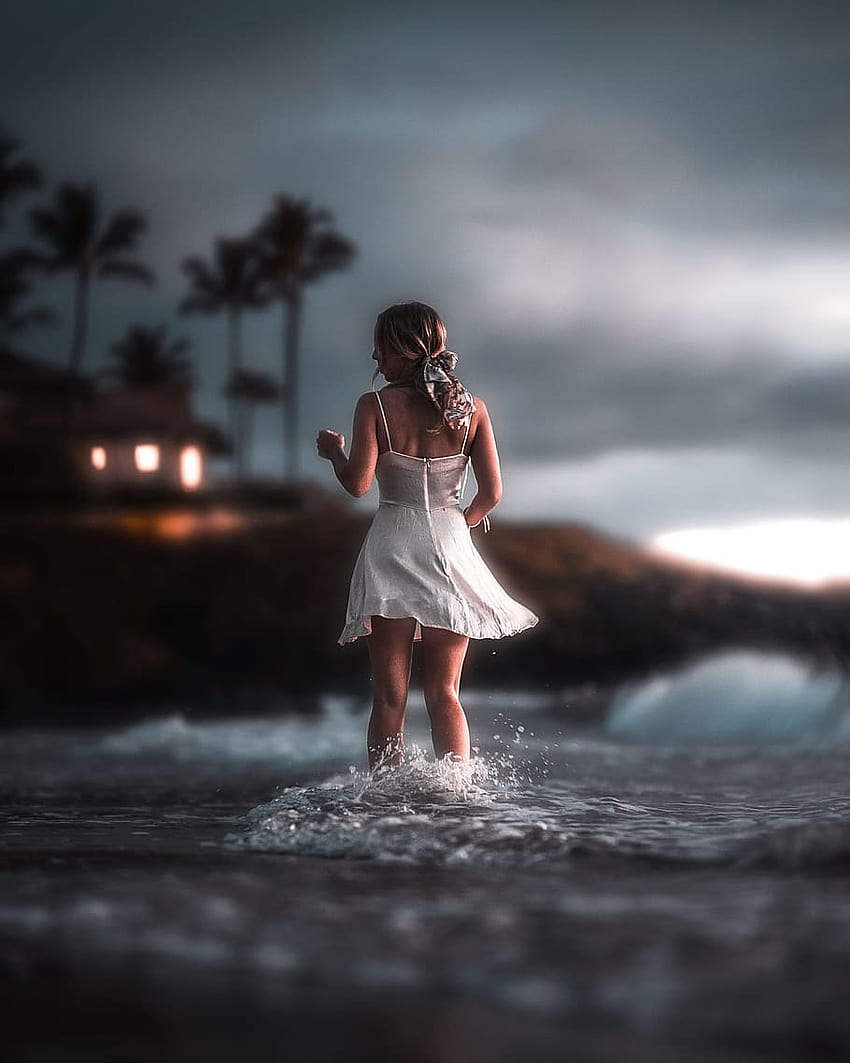 : woman standing, vsco, instagram, cute, ocean, vsco girl ipad HD phone wallpaper