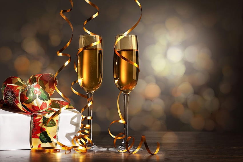: New Year Champagne, five clear drinking, happy new year champagne glasses HD wallpaper
