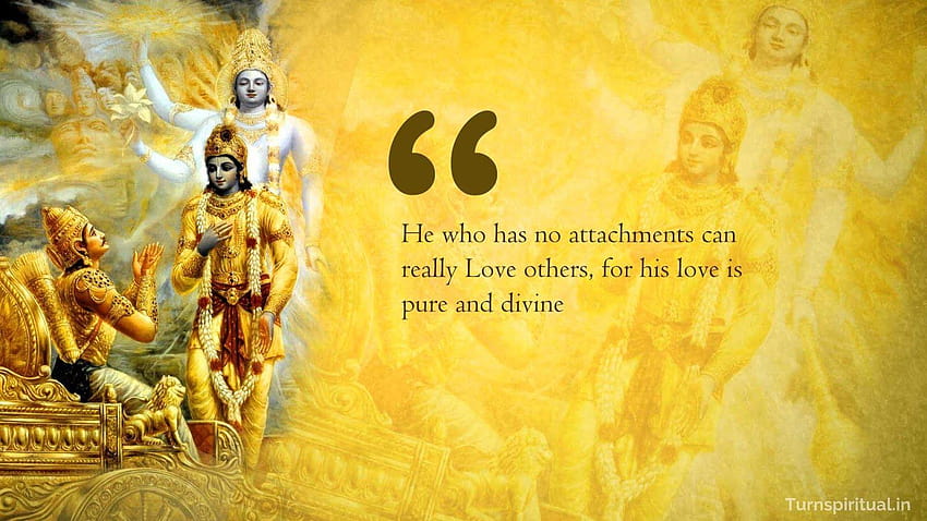 Tuhan Krishna mengutip Cinta dari Bhagavadgita, kutipan gita Wallpaper HD