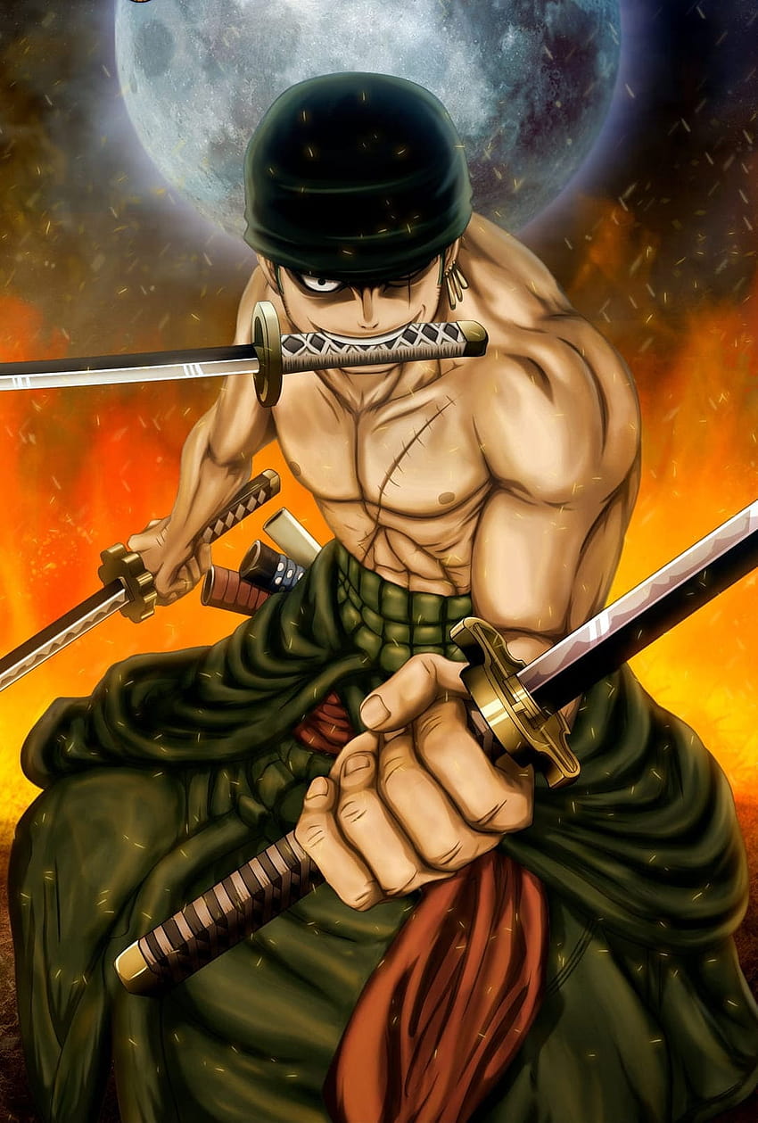 una pieza zoro Anime One Piece Art rey de espada iphone 13 pro max, espadas zoro fondo de pantalla del teléfono