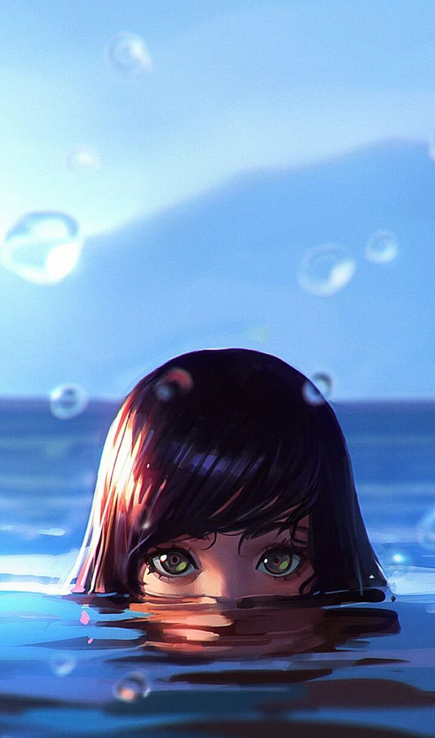 Girl fish manga water anime summer jellyfish white blue HD  wallpaper  Peakpx