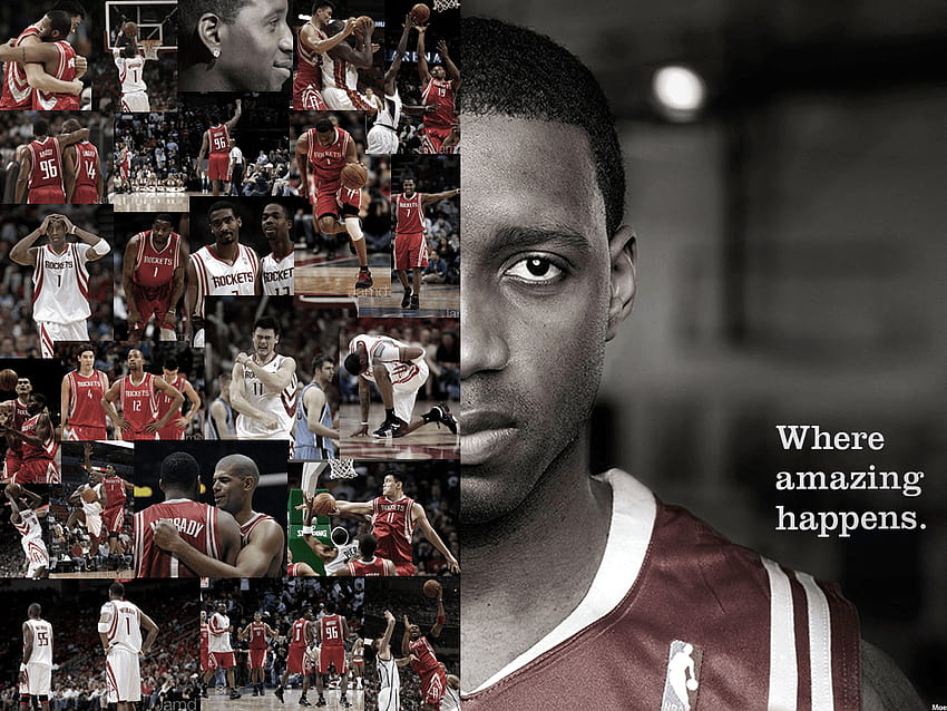 Simple widescreen wallpaper of Tracy McGrady in Spurs uniform for
