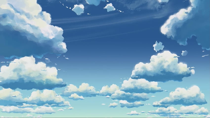 2 Синьо небе с облаци, красиво аниме с облачно небе HD тапет