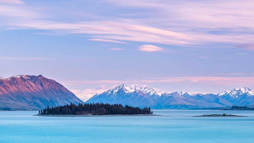 Montanhas Nubladas no Lago Tekapo Nova Zelândia, Cidade papel de parede HD