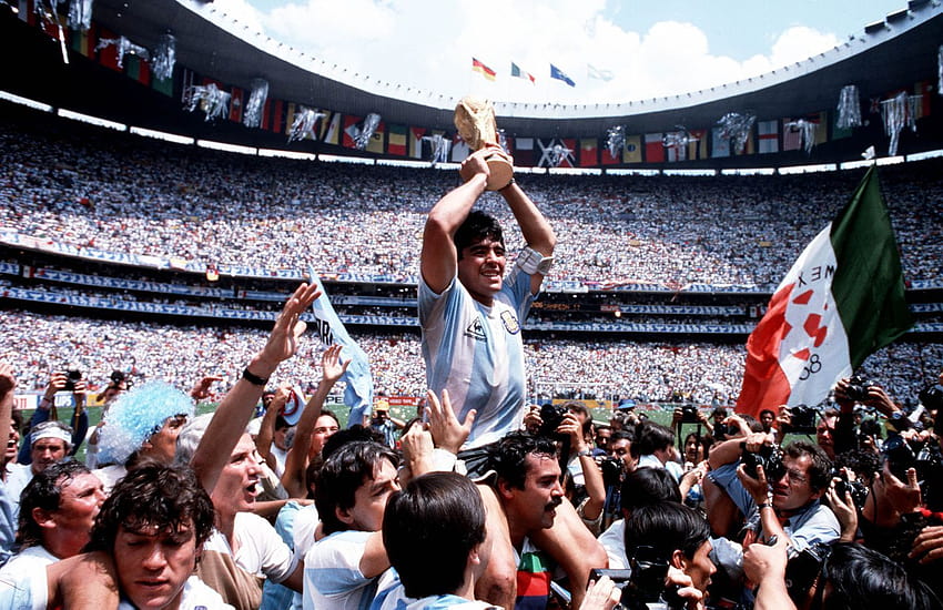 Diego Maradona, Fußballlegende, die Argentinien 1986 zum WM-Titel führte, starb im Alter von 60 Jahren, Diego Maradona Hand Gottes HD-Hintergrundbild