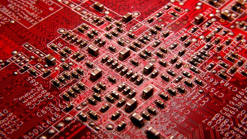 Red Circuit Board, printed circuit board HD wallpaper