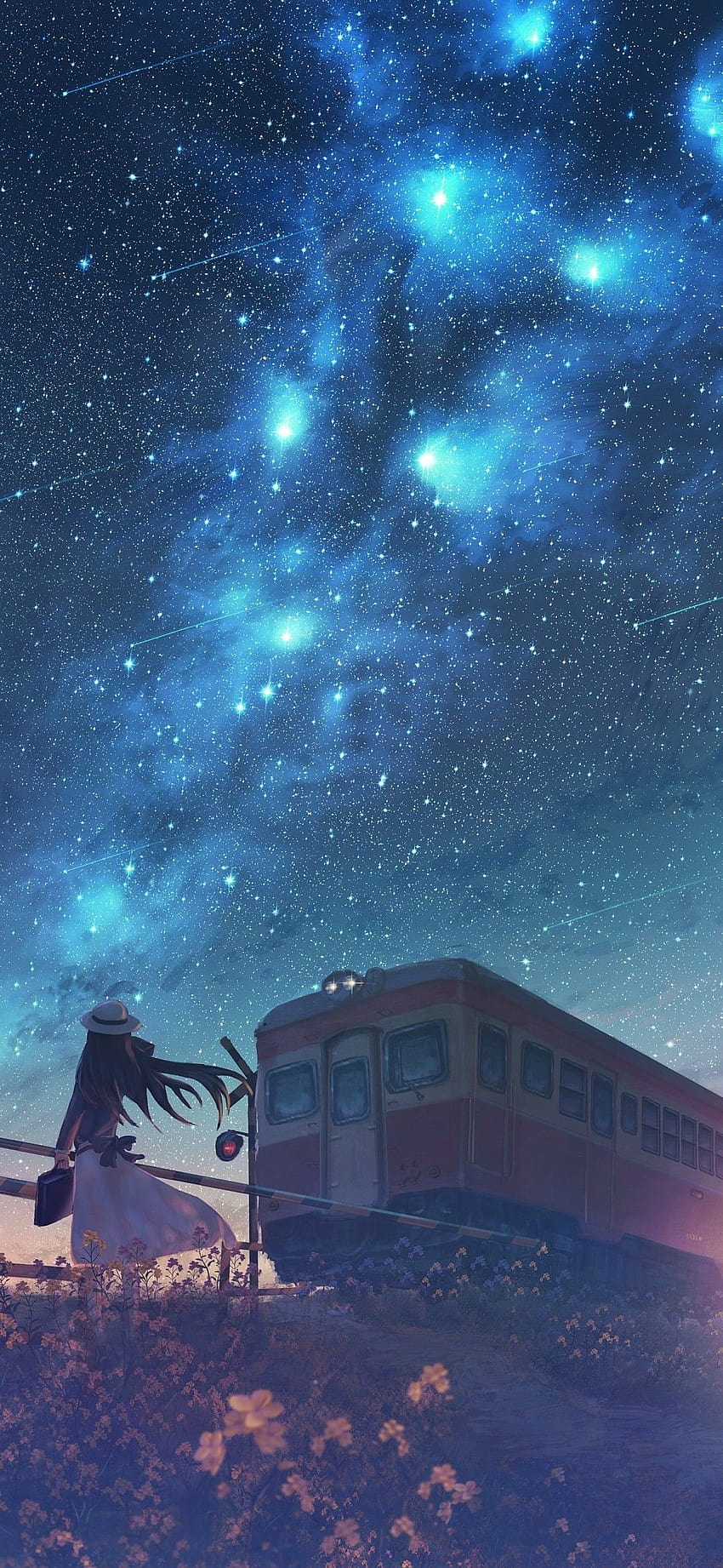 1080x2340 Anime Yıldızlı Gökyüzü, Demiryolu Vagonu, Ruh Hali, Anime, anime kız 1080x2340 HD telefon duvar kağıdı