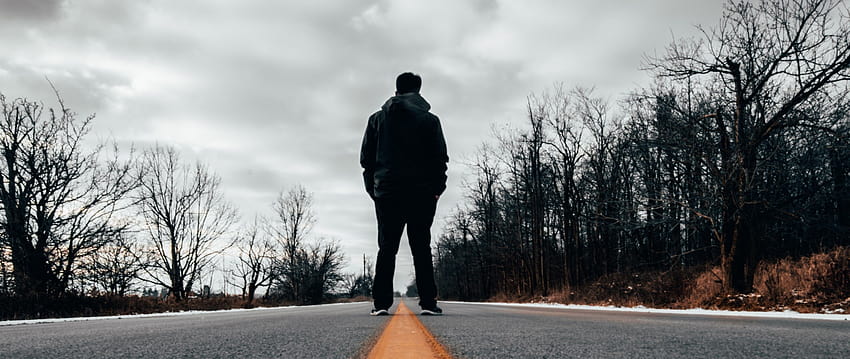 Sad Alone Walking On the Road Image Wallpaper Download | MobCup