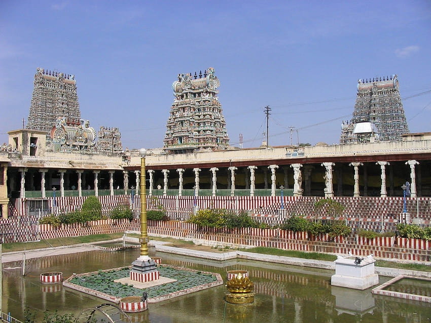 Hindistan, Madurai, Meenakshi Amman Tapınağı ve Arka Planlar HD duvar kağıdı