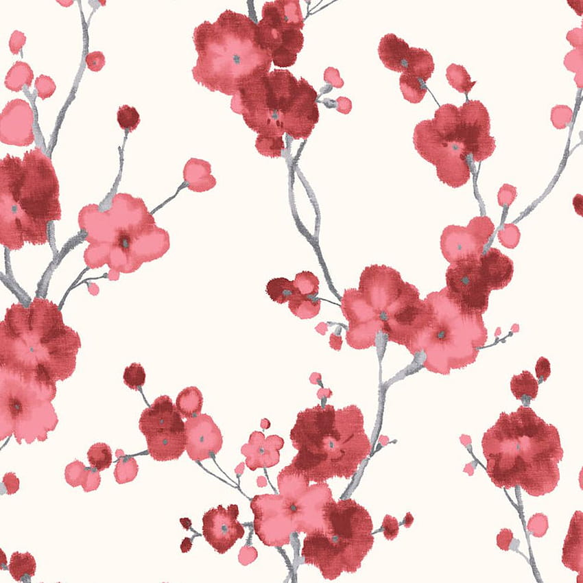 Watercolor Minimalist Floral, red and white aesthetic HD phone wallpaper