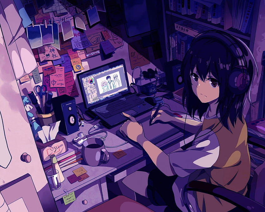 Anime , Anime Girls, Kopfhörer, Originalfiguren, Technologie • For You For & Mobile, Anime Tech HD-Hintergrundbild