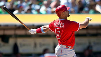 Download wallpapers 4k, Albert Pujols, grunge art, Los Angeles Angels, MLB,  baseman, baseball, red abstract rays, Major League Baseball, Albert Pujols  Los Angeles Angels, Albert Pujols 4K, LA Angels for desktop free.