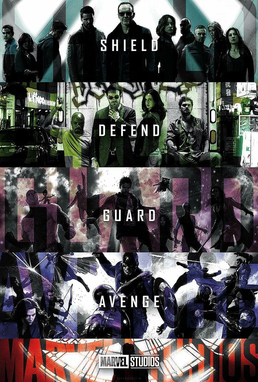 Ooh cool Marvel group silhouettes! SHIELD, the Defenders, Guardians of the Galaxy, and the Avengers, avenge guard defend HD phone wallpaper