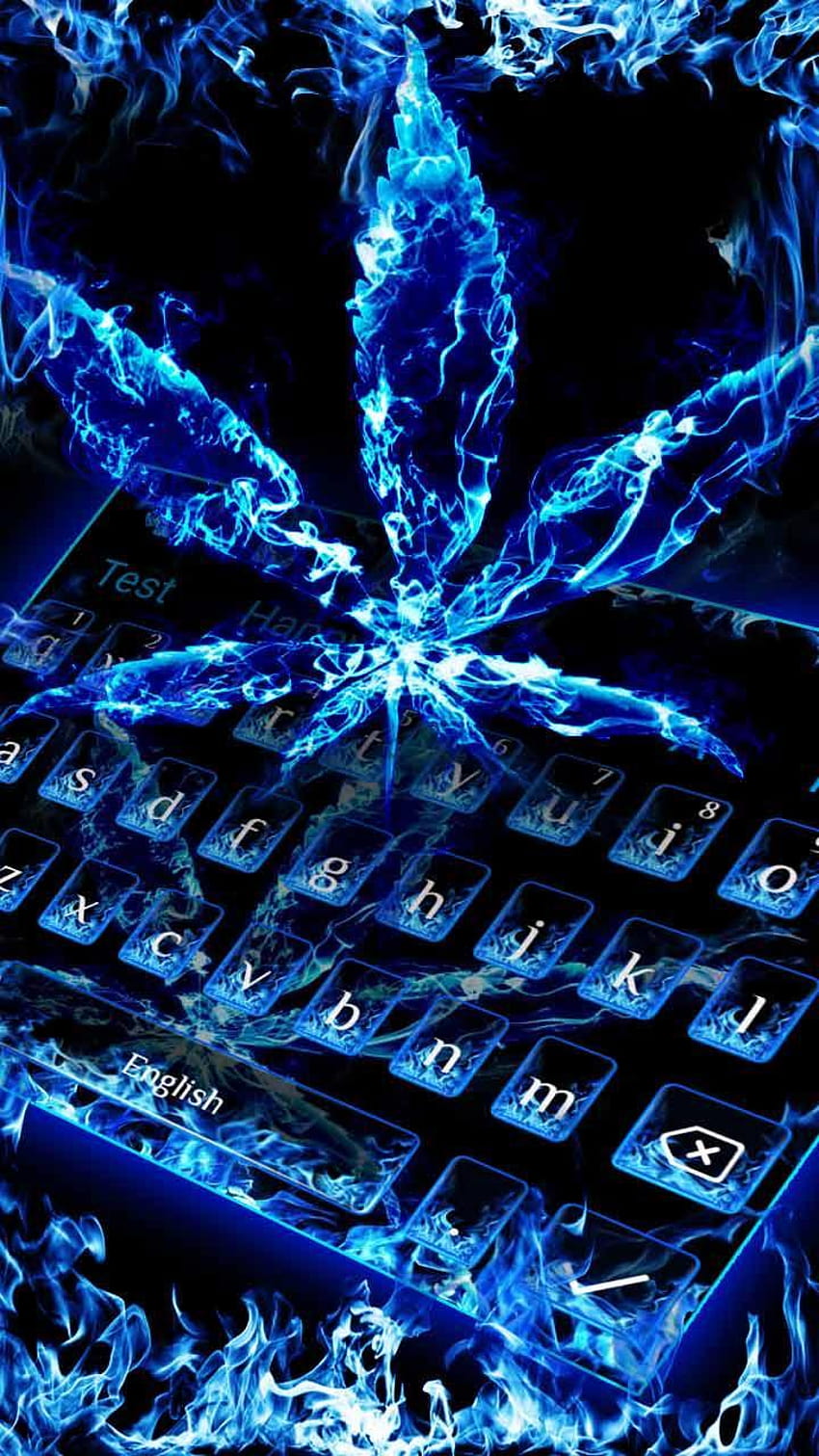 Cool Blue Fire Weed Keyboard Theme for Android, blue flame weed HD phone wallpaper