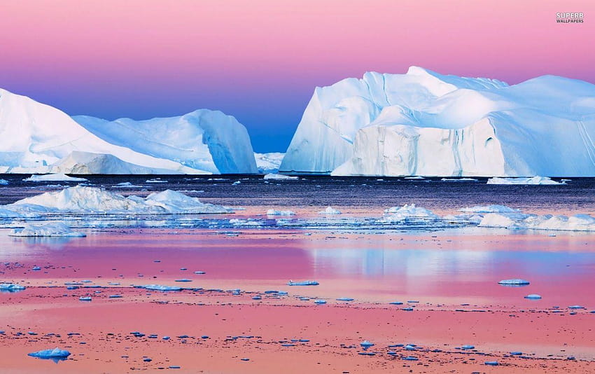 Icebergs Disko Bay Greenland HD wallpaper