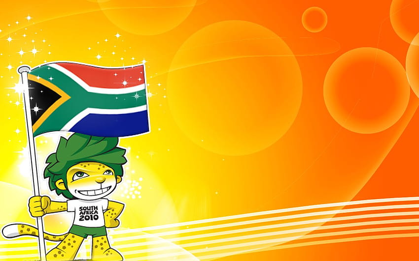 Zakumi ถือธงของ SA ธงแอฟริกาใต้ วอลล์เปเปอร์ HD
