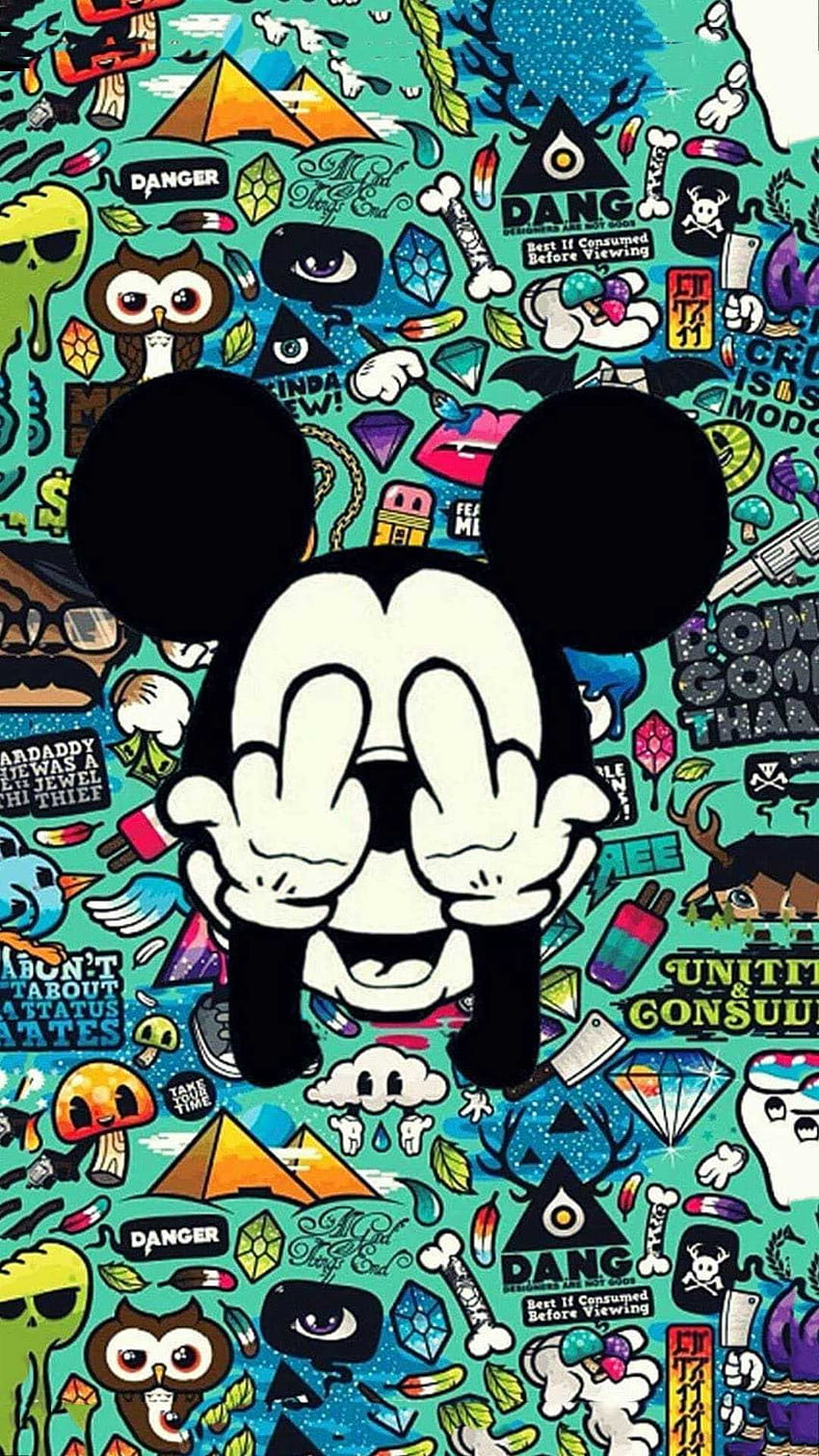 Middle Finger, thug mickey mouse HD phone wallpaper
