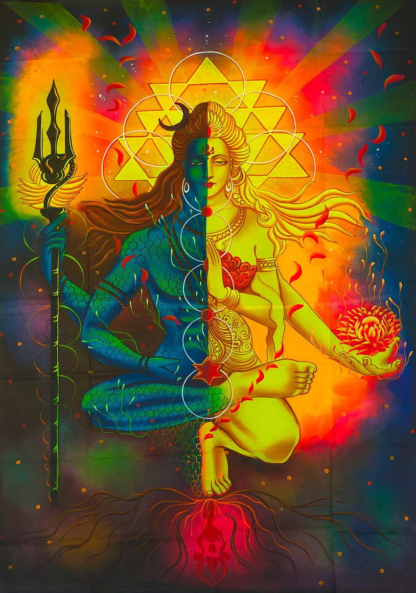 Shiva Parvati UV Painting, psychedelic shiva HD phone wallpaper